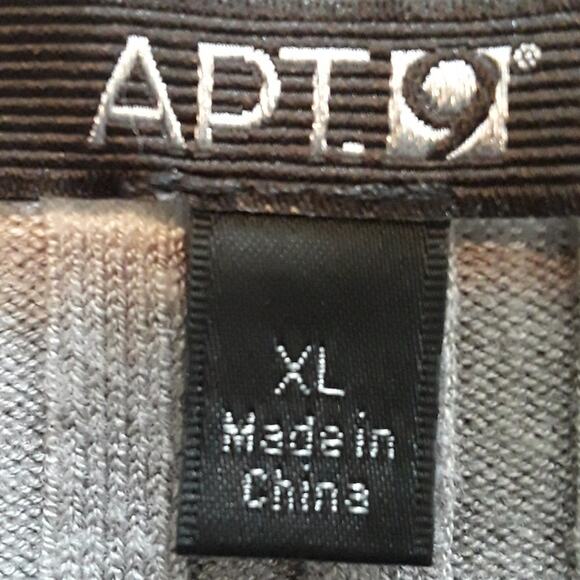 Womens Sz XL Gray White Striped Ribbed Cowl Neck Lightweight Sweater APT 9 - Picture 8 of 10